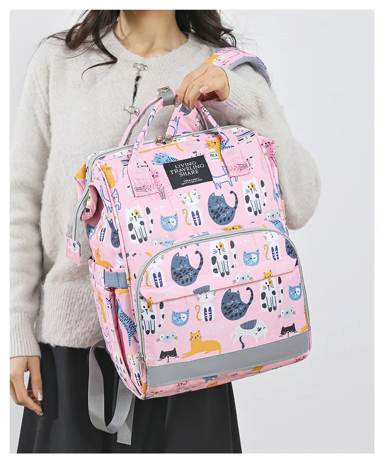 JoyTrail Mommy Backpack — Lightweight Printed Nylon Maternity & Baby Travel Bag with Large Capacity