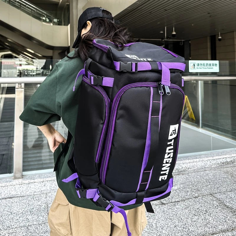 PatchVibe Titan — 75L Waterproof Gym & Travel Backpack w/ Shoe Garage + Laptop Vault
