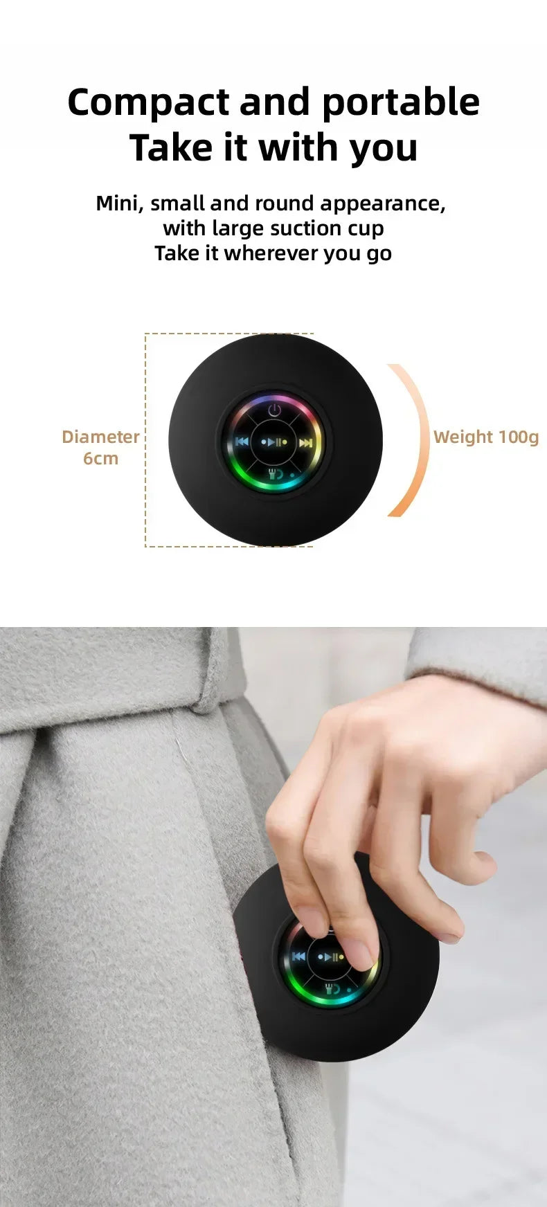 Splash & Jam – Waterproof Wireless Bluetooth Speaker with Suction Power & Big Sound Vibes