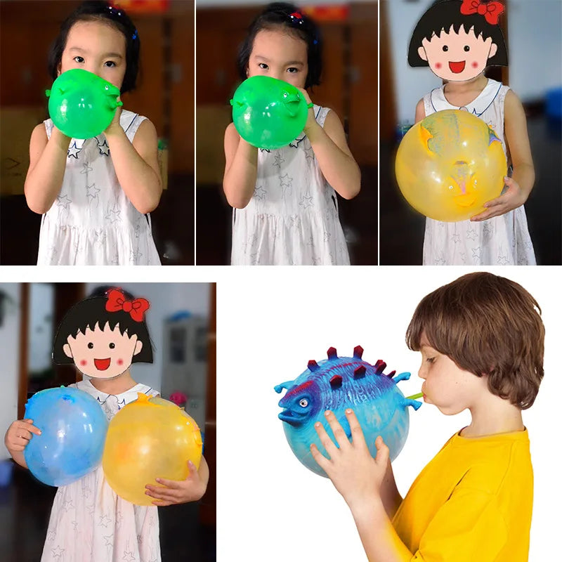 3PCS Inflatable Dinosaur Squeeze Vent Ball Fidget Toy Set