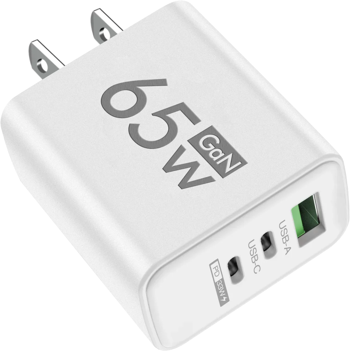 PD 65W USB C Charger GaN Charger Quick Charge 3.0 Type C Phone Adapter For iPhone 15 14 Samsung Xiaomi 3 Ports Fast Wall Charger