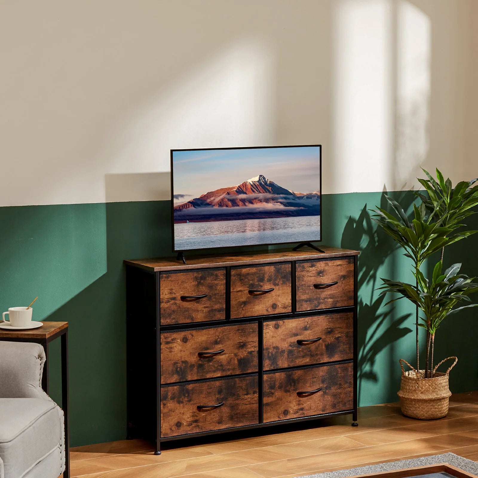 JHK Desser For Bedroom With 7 Fabric Drawers Organizer Storage Closet Chest Clothes For Living Room Display Cabinet Of Furniture - THOOBO!