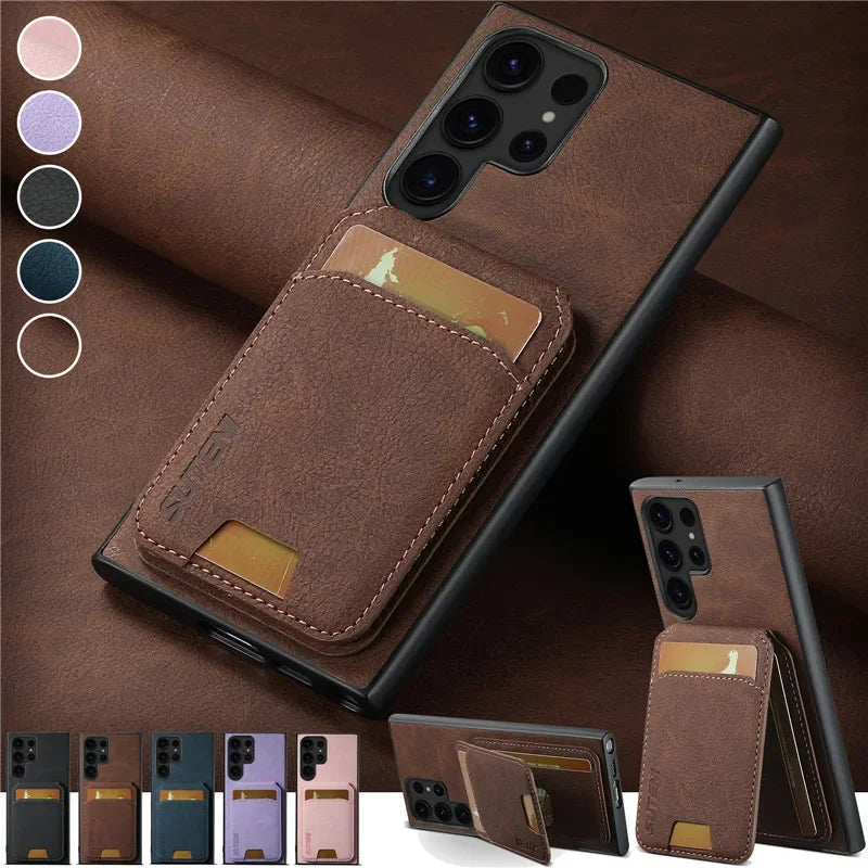 Leather Magnetic Multifunctional Wallet Phone Case For Samsung S24 Ultra S23 S22 Ultra Note20 Ultra S24 Plus