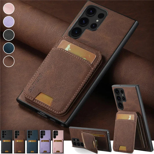 Leather Magnetic Multifunctional Wallet Phone Case For Samsung S24 Ultra S23 S22 Ultra Note20 Ultra S24 Plus