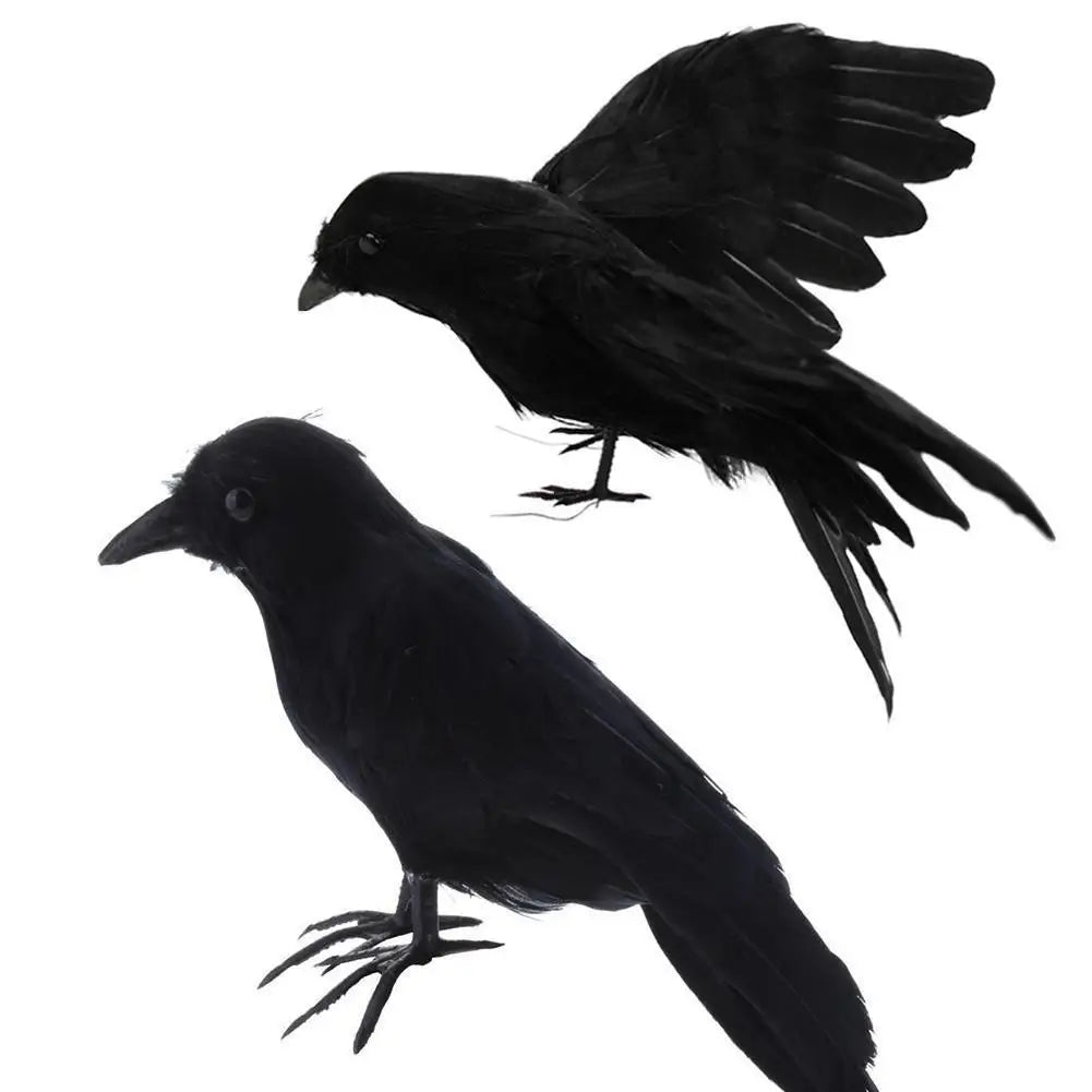 Midnight Murder — Feathered Raven Halloween Prop for Haunted Decor & Wicked Displays 🦇🐦‍⬛