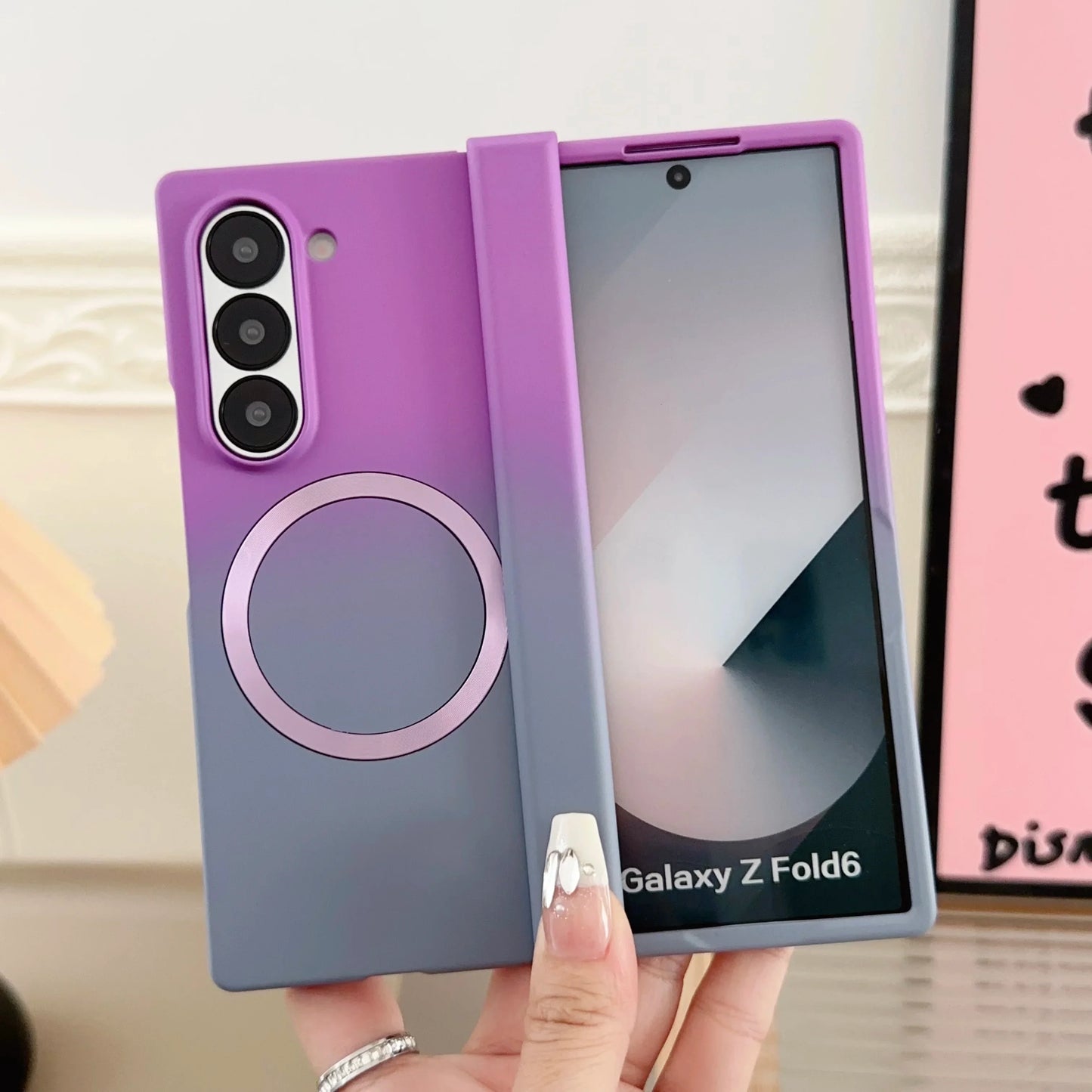 Magnetic for Magsafe Wireless Charging Gradient Phone Case for Samsung Galaxy ZFold 3 4 5 6 7 Liquid Silicone Bumper Cover Funda