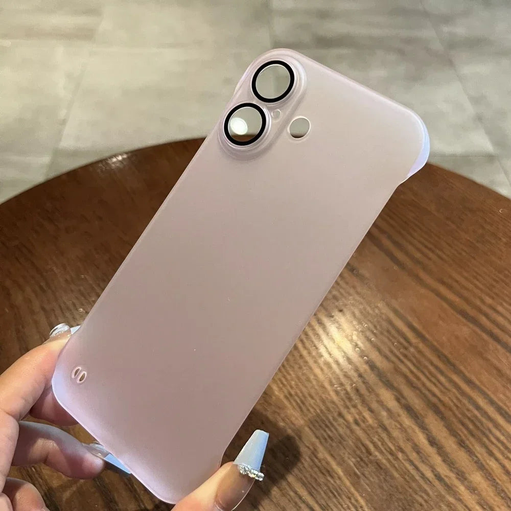Broderless Case for iPhone 16 Ultra Thin Slim Matte PC Cover for iPhone 11 12 13 14 15 Pro Max 16 Plus Glass Camera Protector