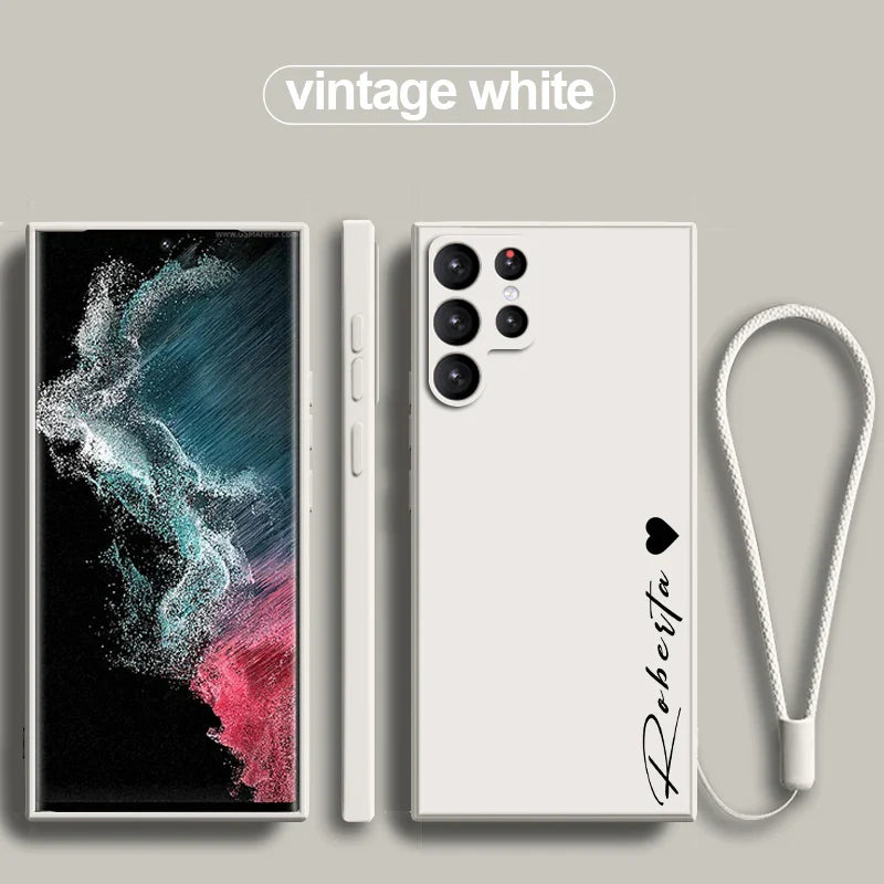 S24 S23 Ultra 5g Case Personalised Customized Name Liquid Silicone Cover For Samsung Galaxy S24 S23 S22 S21 Ultra Plus S20FE