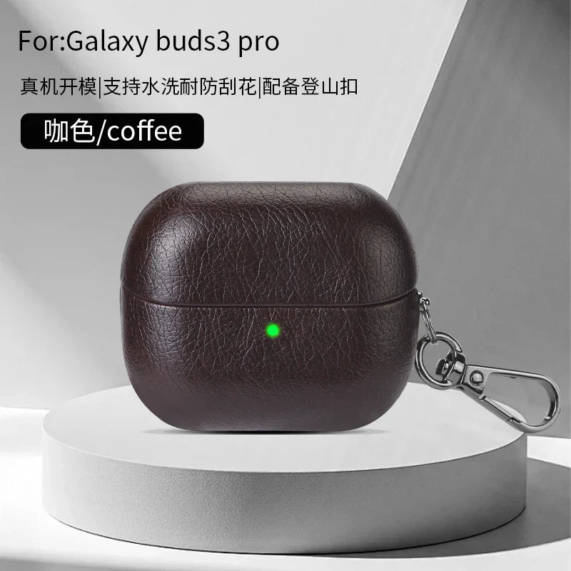 Luxury Oil Skin+PC Case For Samsung Galaxy Buds3 Earphone Shockproof Cover For Buds 3 Pro Protective Sleeve With keychain