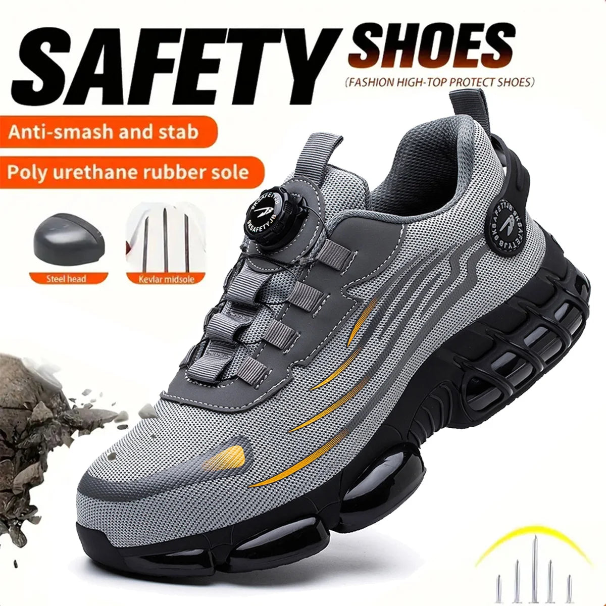 CloudGuard ProMesh Work Shoes – Smash-Proof, Puncture-Resistant, Zero-Lace Safety Sneakers for All-Day Comfort!