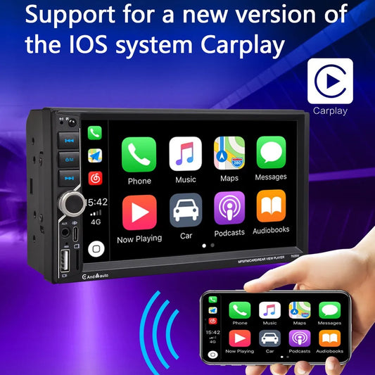 ESSGOO 7" Double Din CarPlay Android Auto Multimedia Player With HD Touchscreen & DSP Sound