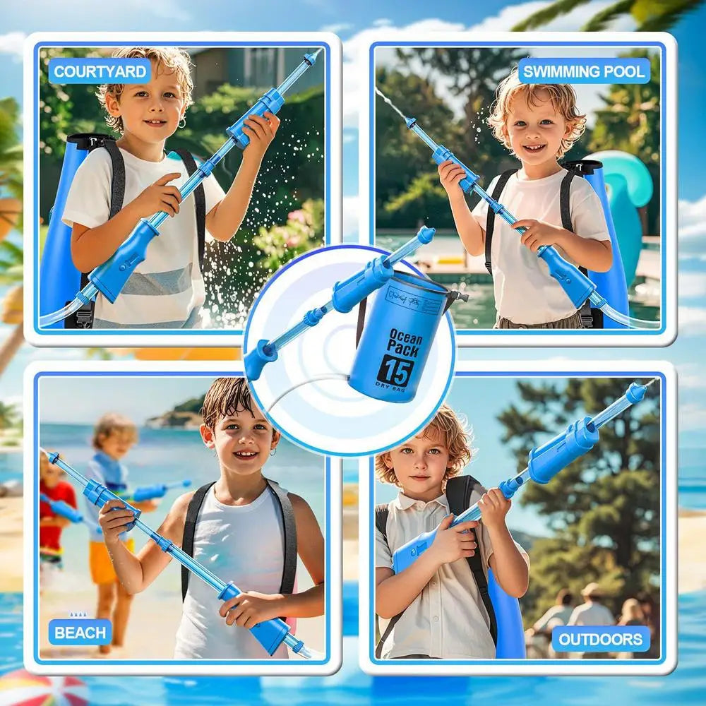 Large Backpack Water Squirter Large Backpack Water Spraying Soaker Toy Bathing Playing Interactive Hot Weather Pool Game For - THOOBO!