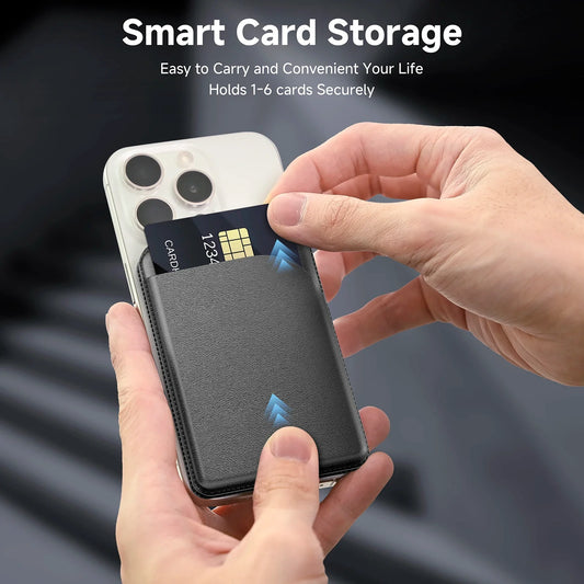 Minisopuru Magsafe Card Phone Holder Lightweight Adjustable Leather Wallet Case for iPhone 16 15 14 12 Series Macsafe Card Stand