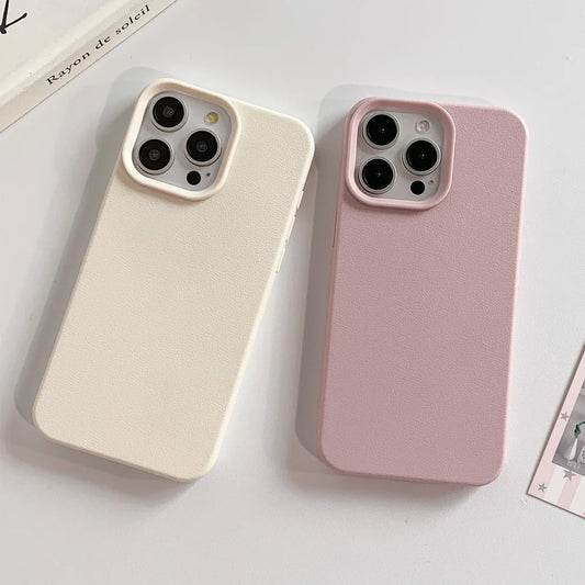 Luxury Leather Silicone Soft Case For iPhone 16 15 14 13 12 11 Pro Max Plus Candy Color Matte TPU Cover Shockproof Thin Shell