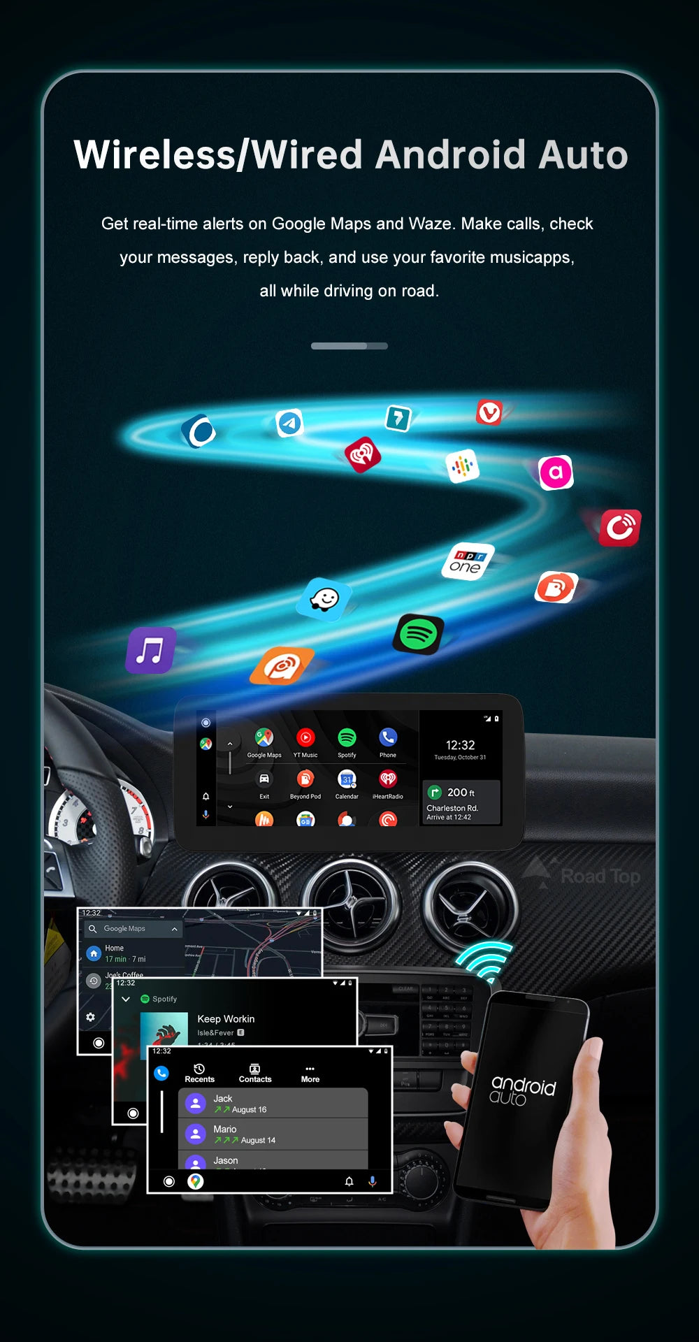 Road Top 12.3" Wireless CarPlay & Android Auto Screen for Mercedes-Benz Magic 🎶✨