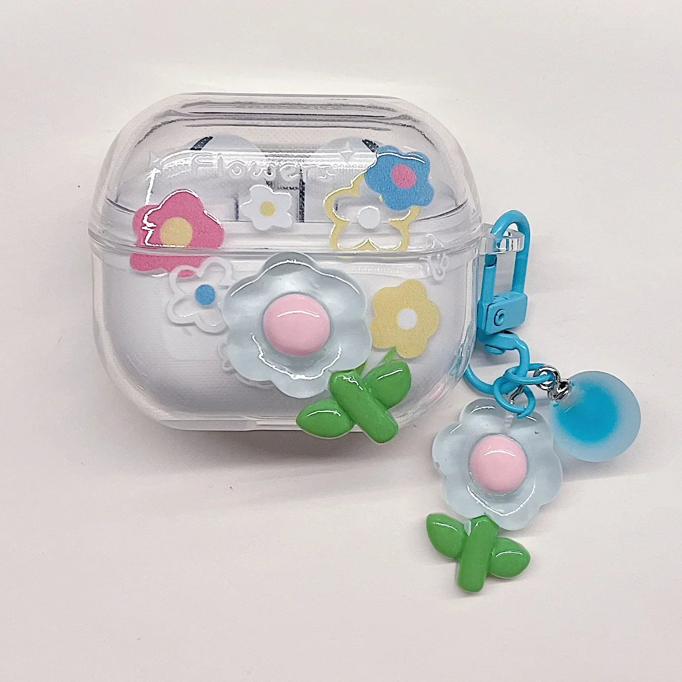 TPU Flower Earphone Case for Samsung Galaxy Buds 3 Pro for  Samsung Galaxy Bugs 3 Earphone Cover with Keychain