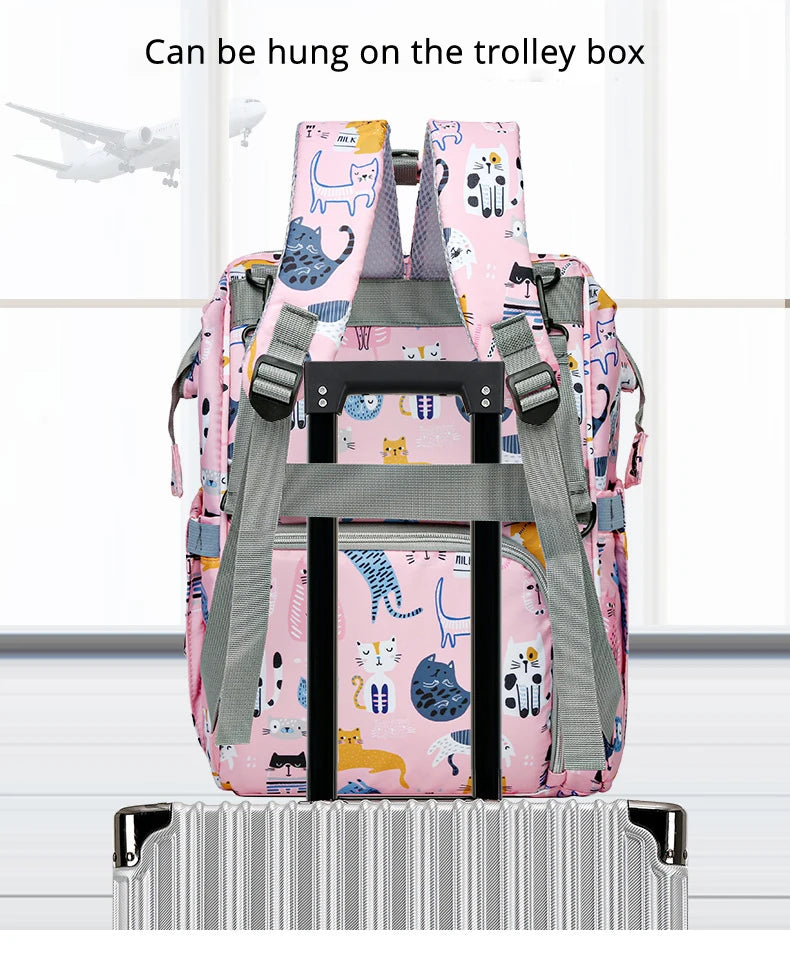 JoyTrail Mommy Backpack — Lightweight Printed Nylon Maternity & Baby Travel Bag with Large Capacity