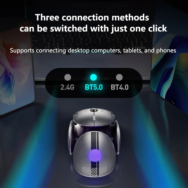 Inphic X2 Silent Bluetooth Mouse Metal Base Rechargeable Wireless Gaming Mouse For Computer Laptop Office Game
