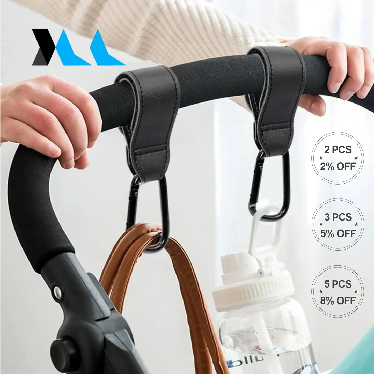 1 PCS PU Leather Baby Bag Stroller Hook 360 Degree Rotatable Multi Purpose Pram Hook Baby Stroller Accessories