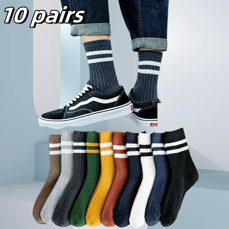 10pairs Breathable Cotton Sports Stockings Men Bamboo Fiber Autumn and Winter Men Socks Sweat Absorption Deodorant Business Sox - THOOBO!