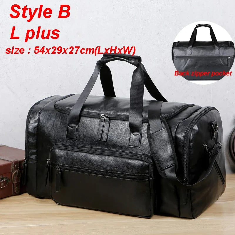 ApexMode Luxe — Men’s PU Leather Gym & Travel Duffle Bag With Shoulder Strap