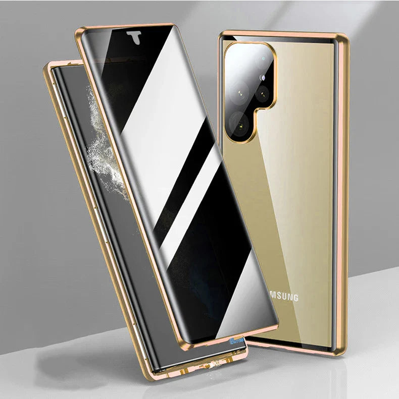 For Samsung Galaxy S23 24 22 25Ultra Case 360°Screen Sealed Anti peeping privacy sunglasses glass Metal Magnetic Ultrathin cover