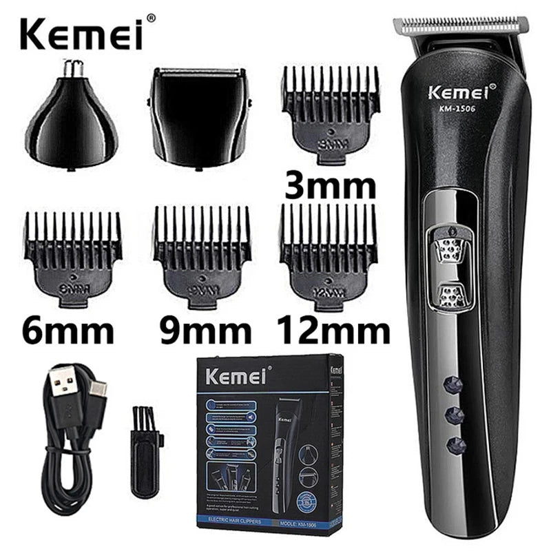 ⚡️Kemei KM-1506 – The 3-in-1 Electric Grooming Beast for Face, Fuzz & Flair | USB Rechargeable Precision Trimmer