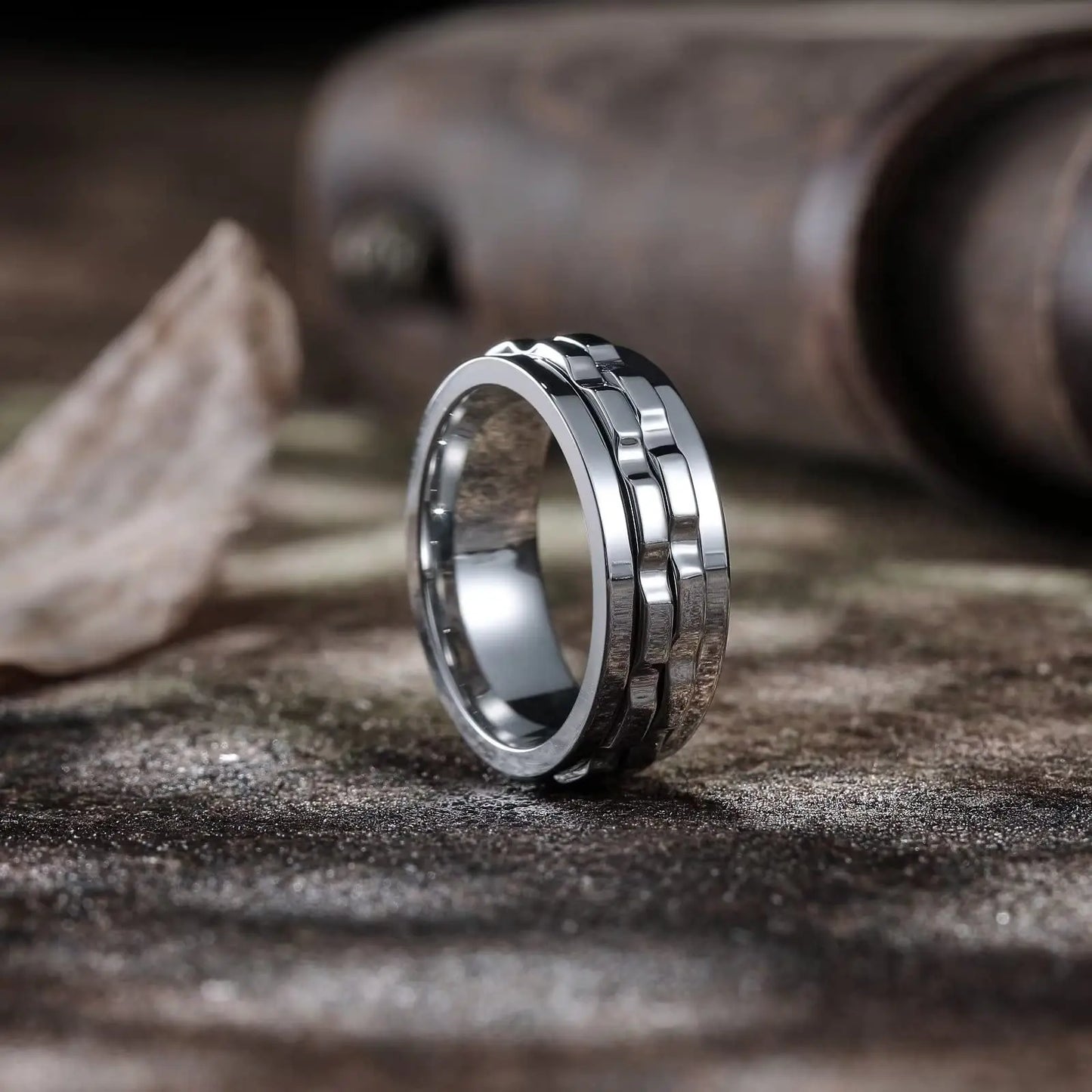 GearFury Chain-Spin Ring — Titanium Steel Grind, Zero-Noise Focus, 8mm Biker Cool (BT*8019)