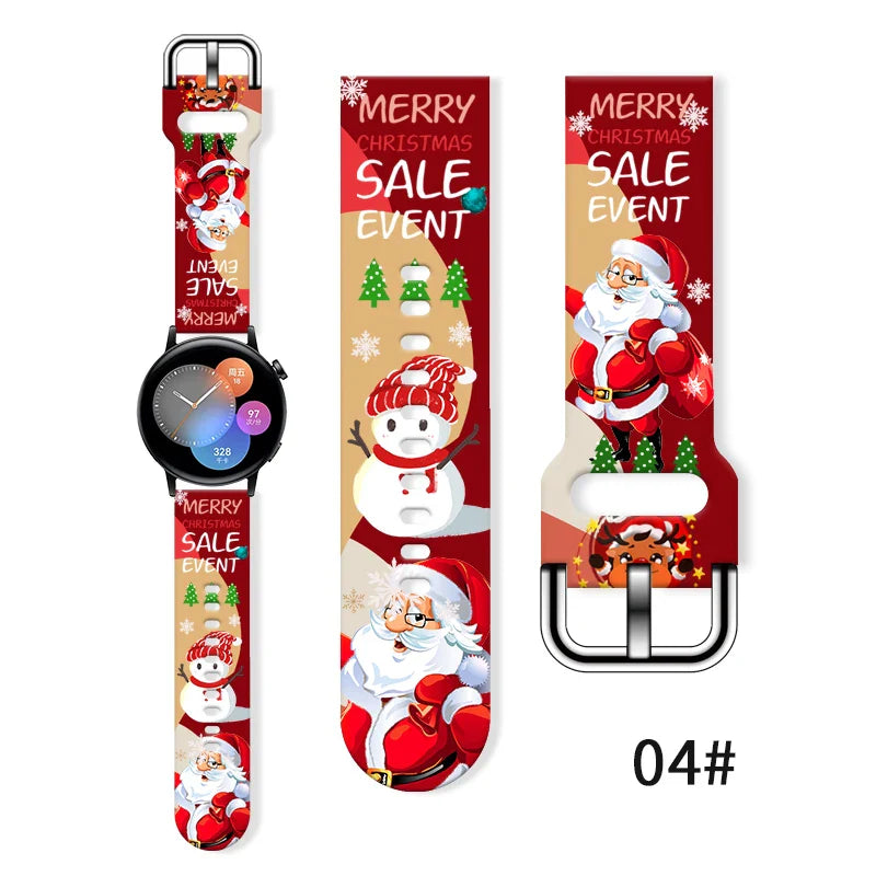 20mm Christmas 8 Strap for Samsung Galaxy Watch 7/6/5 40mm 44mm Band Replaceable Bracelet for Amazfit Balance 5Pro for Women