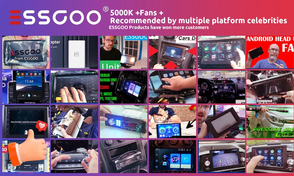 ESSGOO 7" Double Din CarPlay Android Auto Multimedia Player With HD Touchscreen & DSP Sound