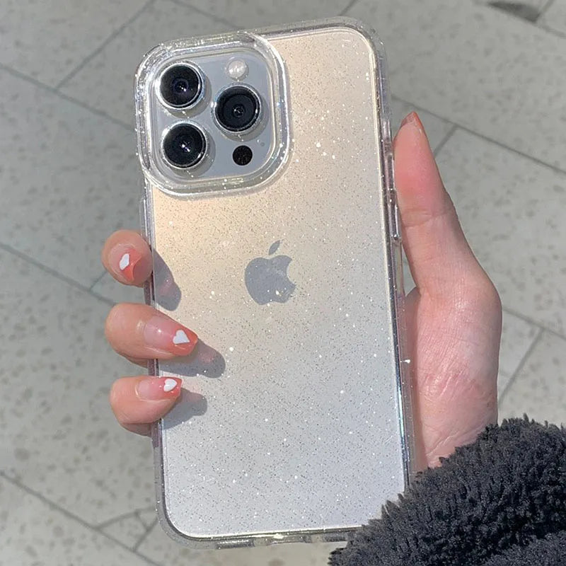 THOOBO! GlitzSnap LuxeCase – Transparent Glitter Bumper Cover for iPhone 16/15/14/13/12/11 Pro Max Mini (Shockproof, Washable, Non-Slip Bling!)