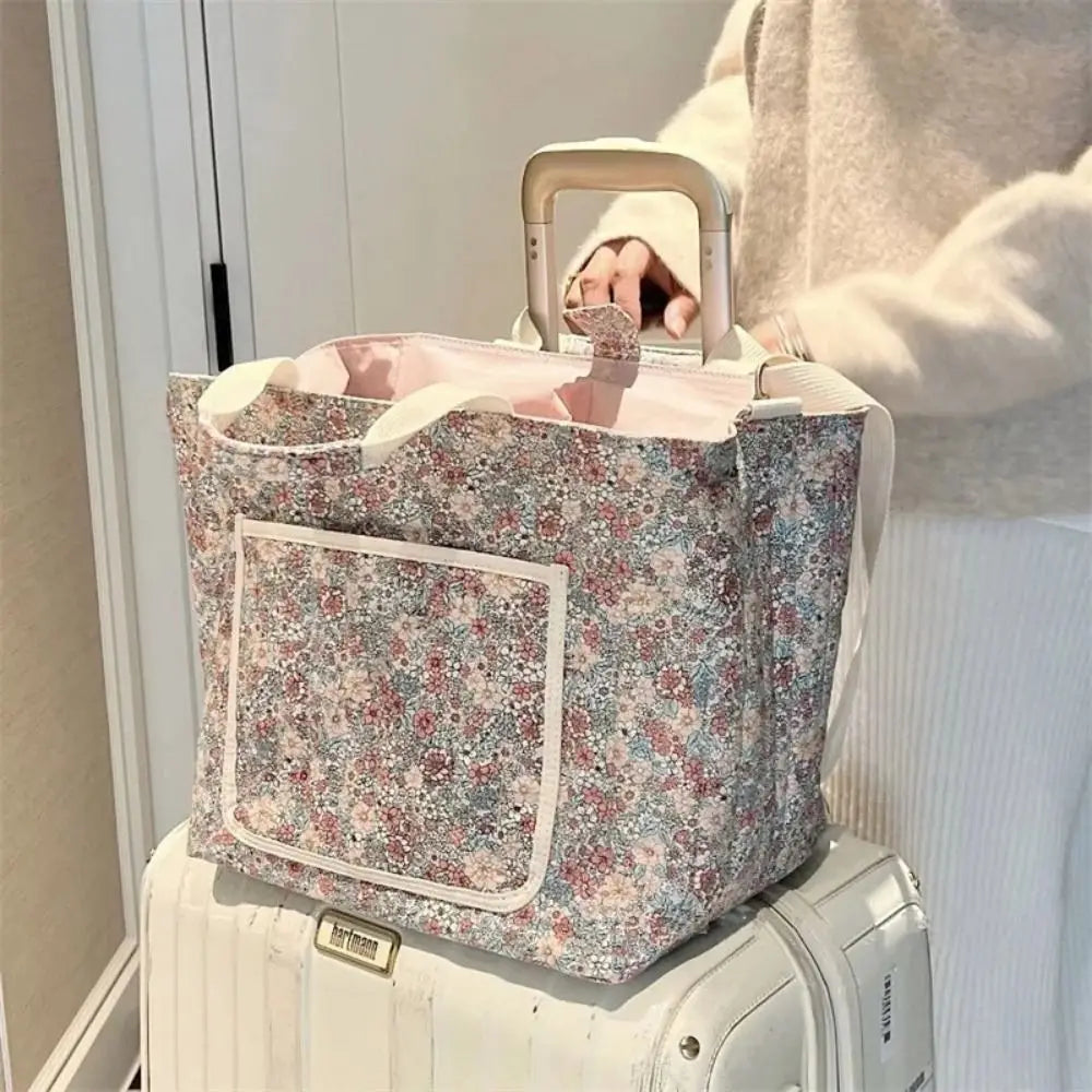 BloomCarry Luxe — Floral Cotton Mummy Bag for Modern Moms