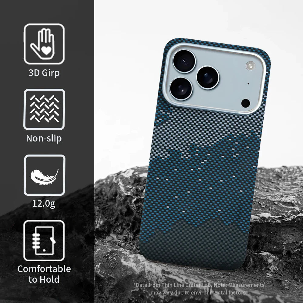 For iPhone 17 pro max case carbon 600d kevlar aramid fiber magsafe fabric thin hard 17 Air cover magnetic balck Slim light red