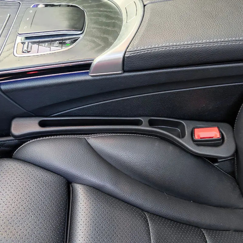 “Crumb Catchers Deluxe” – 2pc Universal Car Seat Gap Filler Duo w/ Leak-Proof Storage & Comfort Touch Strip