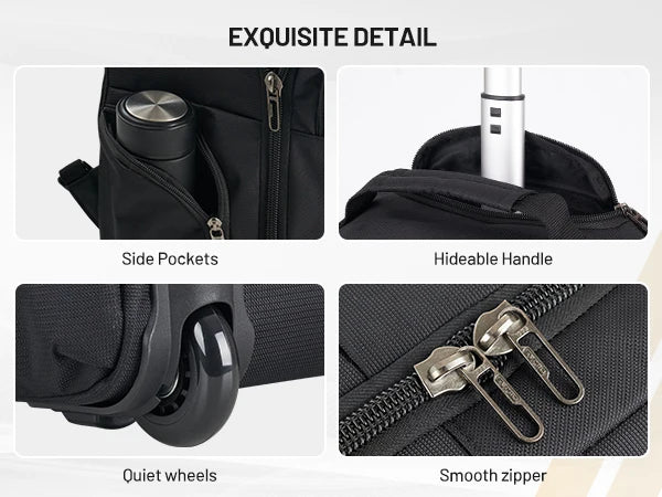 OIWAS AeroRoll 20" Convertible Trolley Backpack — Waterproof Business & Travel Carry-On with Laptop Compartment