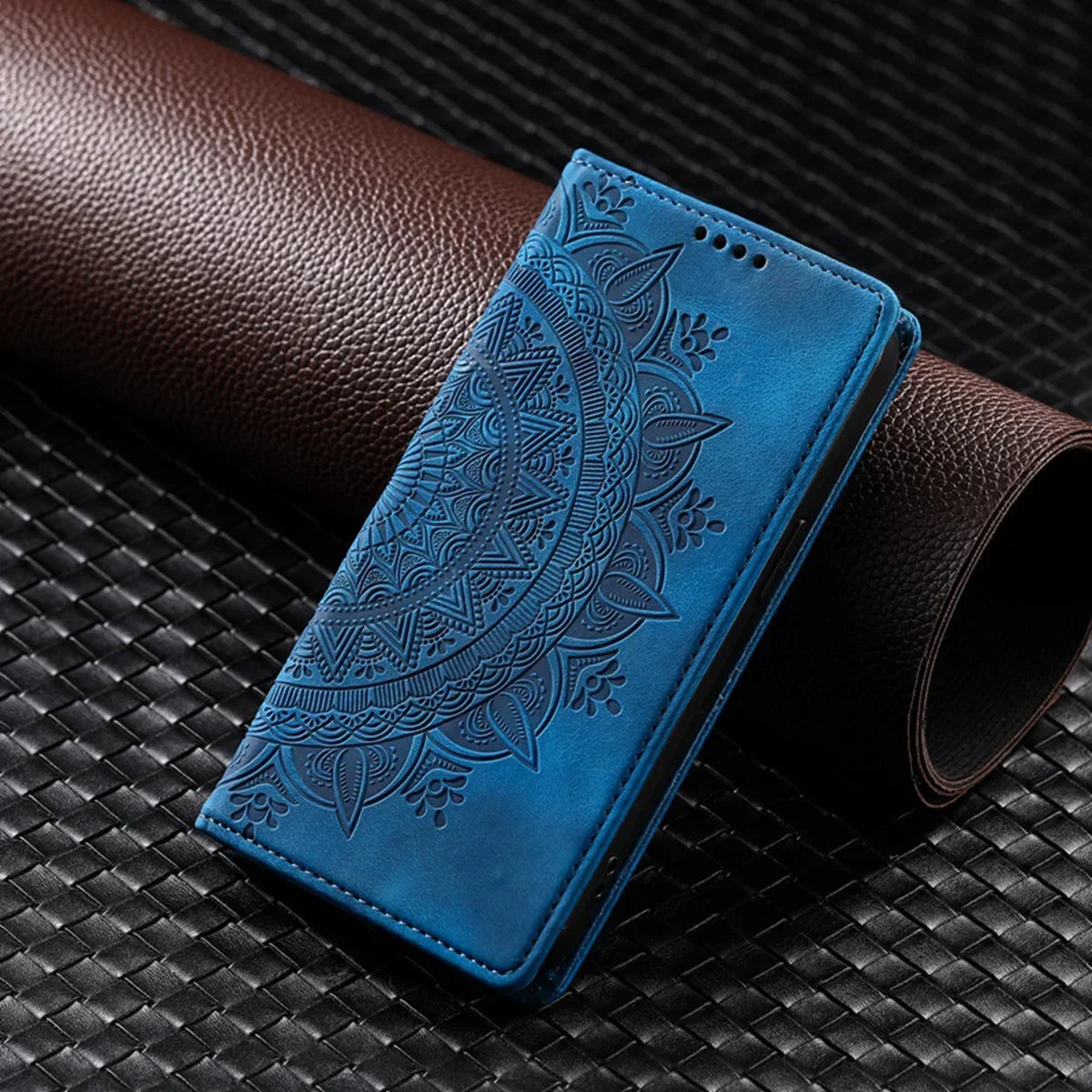Embossed Totem Wallet Case with Card Slots for iPhone 16 15 14 13 12 11 Pro Max 13 Pro X XR 7 8 Plus Magnetic Leather Flip Cover