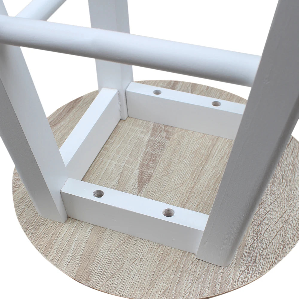 White Haven Foldable Dining Cart Set — Space-Saving Semicircle Kitchen Island with Wooden Handle & Round Stools