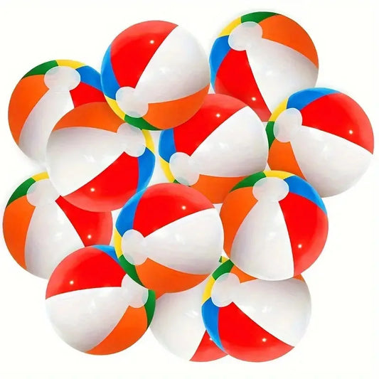 10Pcs Inflatable Beach Balls – Colorful Pool Party Water Game Toys