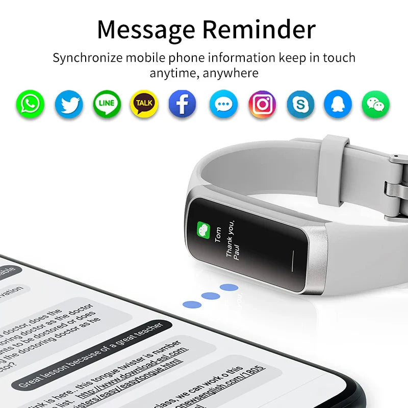 LIGE Amoled Smart Watch Smartwatch Band Women Heart Rate Blood Waterproof Connected Smart Bracelet Sport Fitness Tracker  Watch