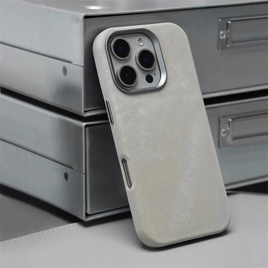 Luxury Metal Lens Magnetic Fiber Leather Case For iPhone 16 Pro Max 15 14 Plus 13 12 MagSafe Wireless Charging Shockproof Cover