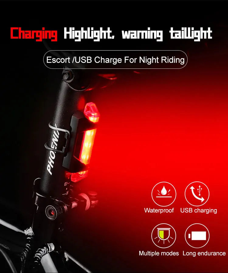 USB Rechargeable Bike Light Taillight Easy to Install 3 Modes Bicycle Light Accessories for the Bicycle - THOOBO!