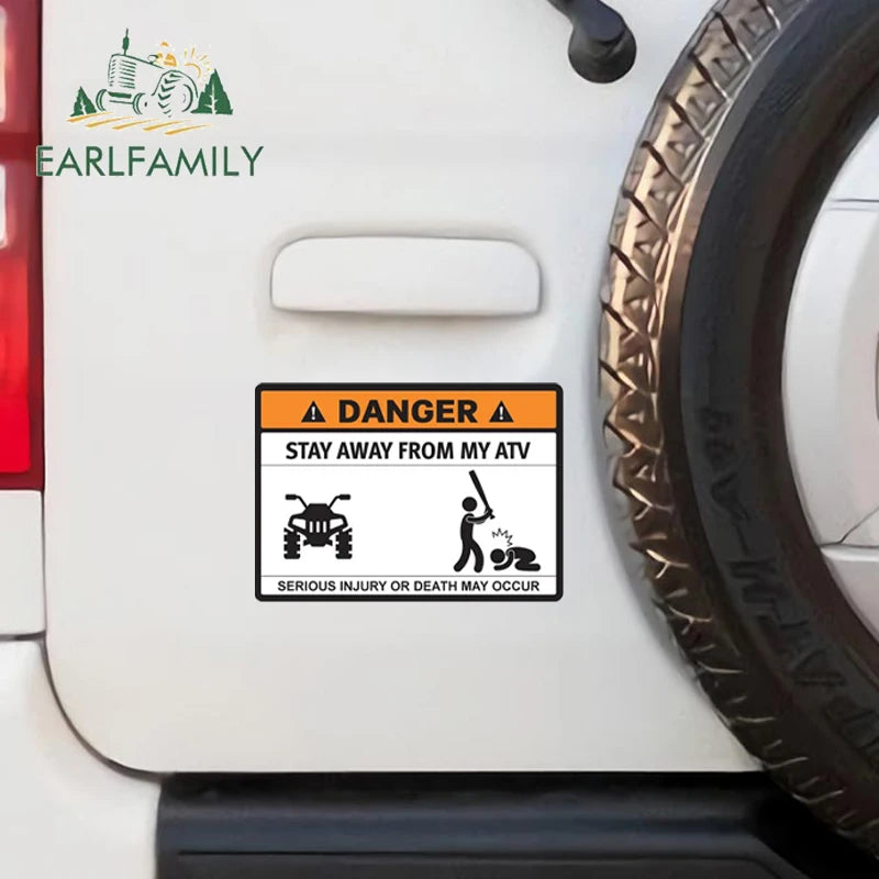 Stay Away From My ATV Sticker – 3D waterproof decal for rides, gear & mischief