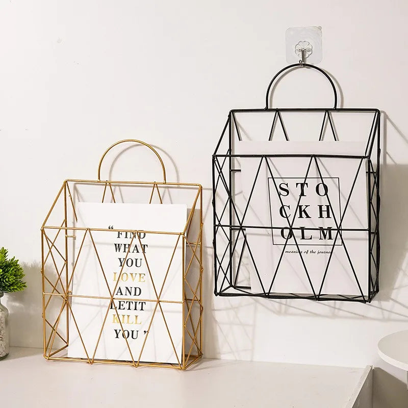 Wall Newspaper Magazine Racks Nordic Metal Iron Wall Hanging Holder Book Shelf Storage Organizer DIY Home Storage Decoration - THOOBO!