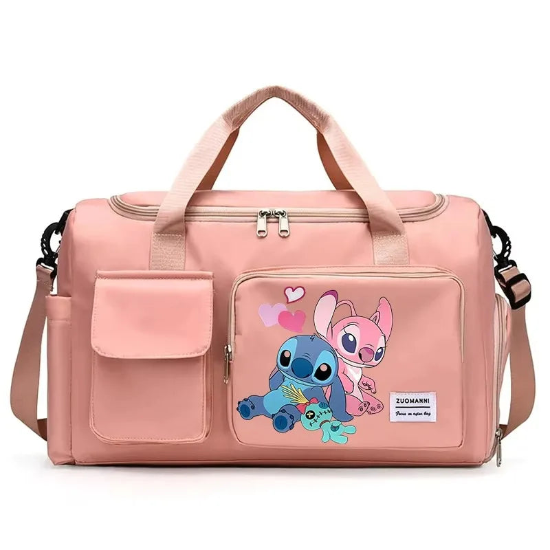 Stitch Splash-Pro Gym Duffel — Waterproof Kawaii Carryall with Shoe Compartment & Wet/Dry Divide (44×28×19cm)