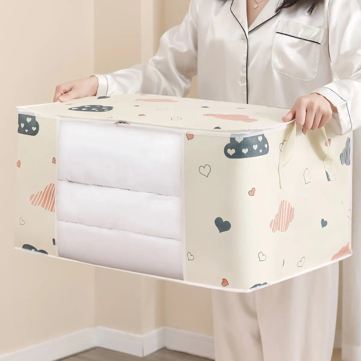 Tidy Titan Storage Bag – Foldable, Large-Capacity Organizer with Zipper & Reinforced Handles for Clothes, Blankets, and Bedding
