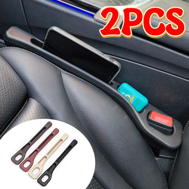 “Crumb Catchers Deluxe” – 2pc Universal Car Seat Gap Filler Duo w/ Leak-Proof Storage & Comfort Touch Strip