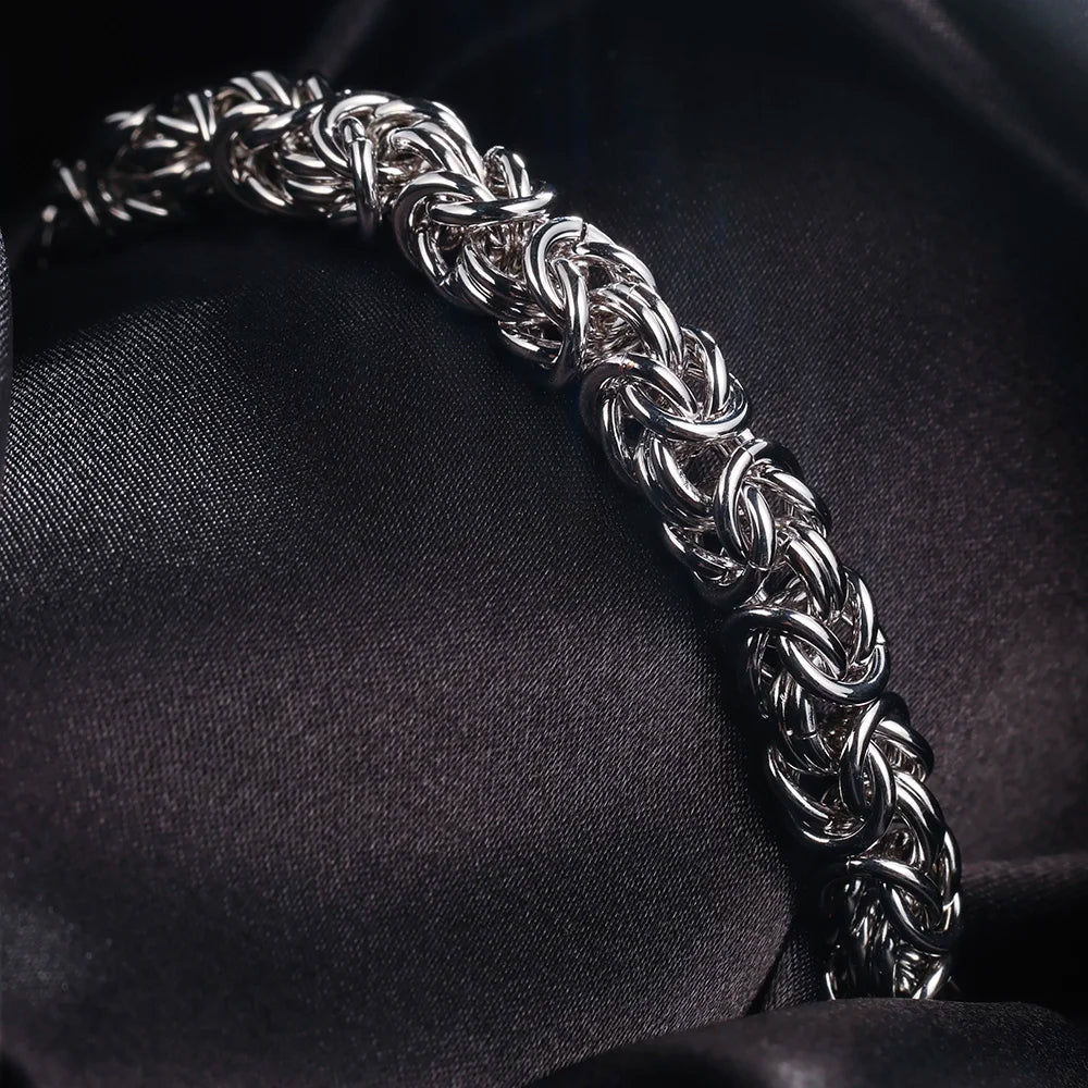 Imperial Pulse S925 Silver Byzantine Chain | Italian Rock Royalty Bracelet For Men & Women ⚡