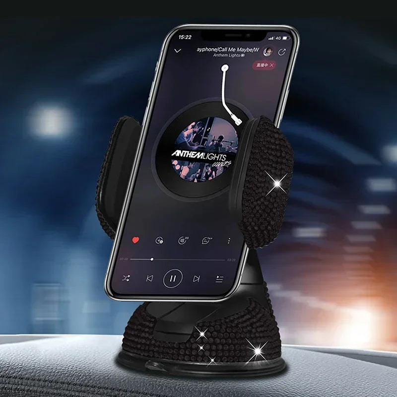 Crystal Rhinestones 360 Degree Car Phone Holder for Car Dashboard Auto Windows and Air Vent Universal Car Mobile Phone Holder