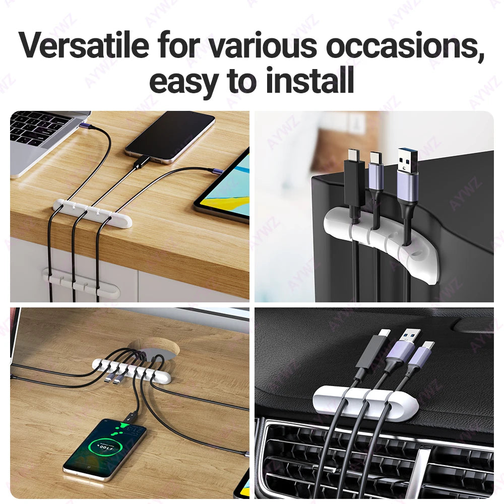 Adhesive Cable Holder Clips Cord Management Wire Organizer for Desktop USB Charging Cable Nightstand Power Cord Mouse Cable - THOOBO!