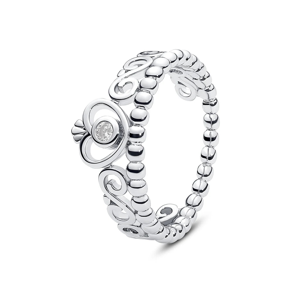 Celesté Crown Heart Ring — 925 Sterling Silver Wishbone of Love and Light